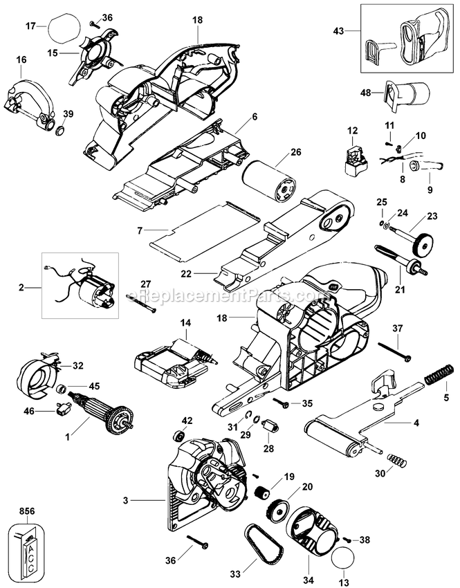 Black and Decker DS321-B3LZ (Type 1) 3 X 21 Belt Sander Power Tool Page A Diagram
